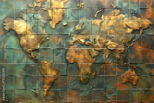 Colorful abstract map of the world splattered with vibrant paint.