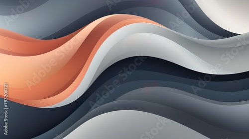 Serene abstract background with a soft play of monochromatic waves, accentuated by a bold orange swirl invoking a sense of calm elegance