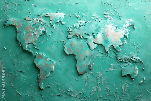 Colorful abstract map of the world splattered with vibrant paint.