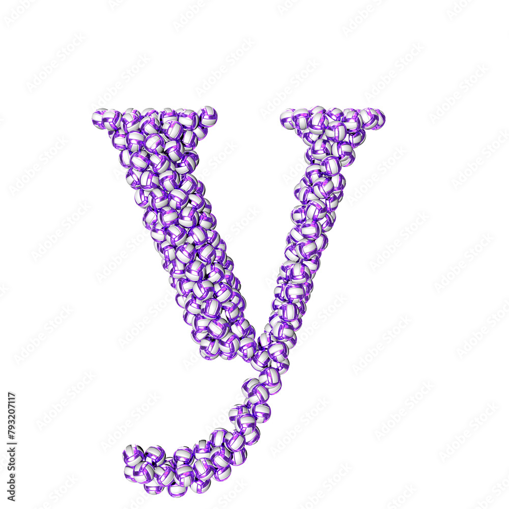 Symbol made of purple volleyballs. letter y Symbol made of purple volleyballs. letter y