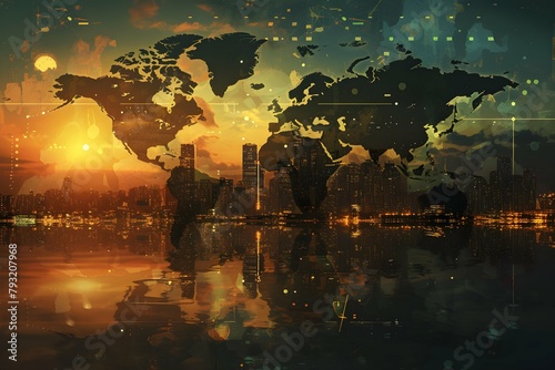 Colorful abstract map of the world splattered with vibrant paint.