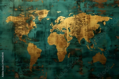 Colorful abstract map of the world splattered with vibrant paint.