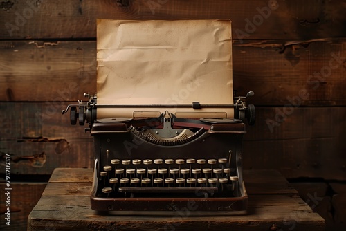 Classic Typewriter with Blank Brown Paper