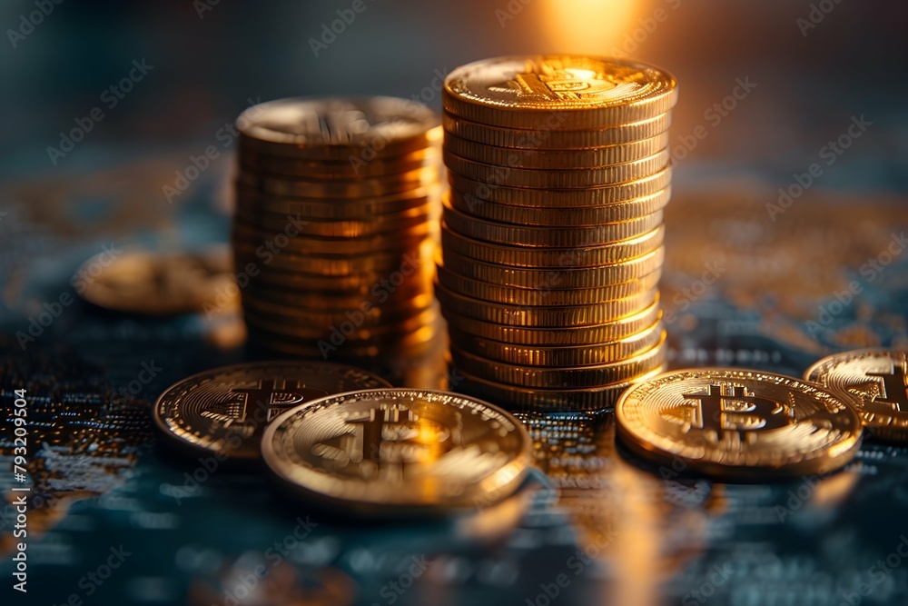 Stack of coins on a table for financial growth concept, copy space for financial background Stack of coins on a table for financial growth concept, copy space for financial background