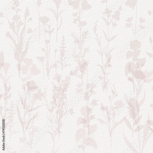 Delicate watercolor meadow flowers, botanical digital paper