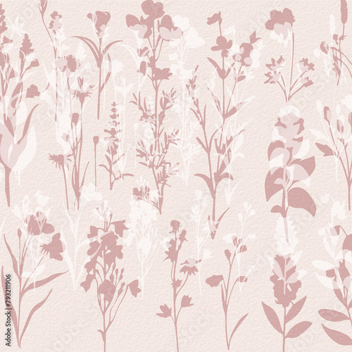 Delicate watercolor meadow flowers, botanical digital paper © Anna Sokol