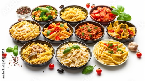 Vários pratos de comida italiana photo