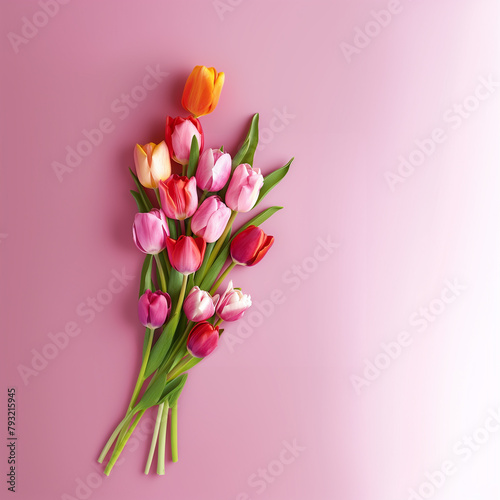 image of tulip flowers on a pink background