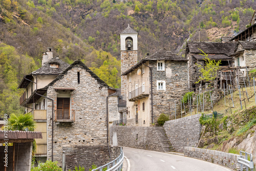 The San Bartolomeo ancient village on Verzasca valley, Locarno district in canton of Ticino, Switzerland photo