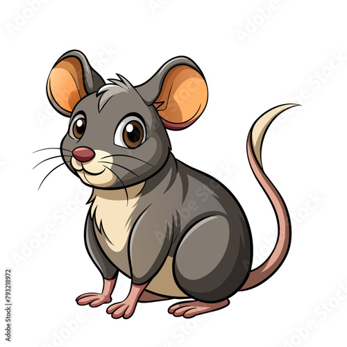 cute mouse animal cartoon style on white background