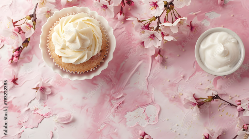 Delicious dessert background, pastry cupcake wallpaper for text