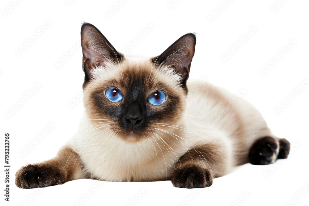 Siamese Cat Isolated on Transparent Background