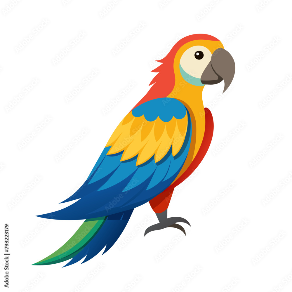 Tropical parrot bird cartoon style on white background Tropical parrot bird cartoon style on white background