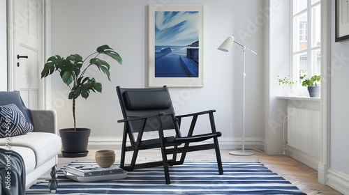 Elegant minimalist living room design with sleek furniture and serene decor