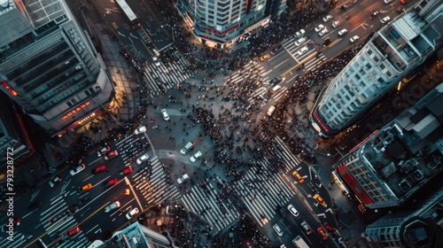 View from above captures the energy of a busy city intersection, portraying a dense urban landscape on World Population Day