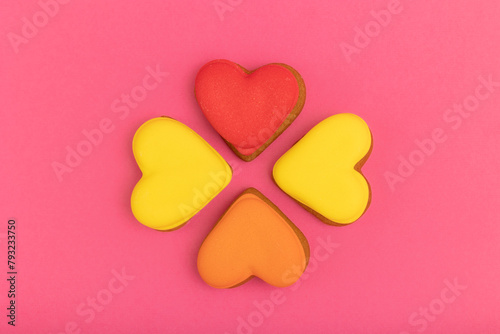 Gingerbread cookies in the shape of hearts © Olena