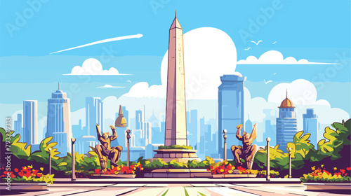 Vector doodle of Monas Jakarta indonesia capital ci photo