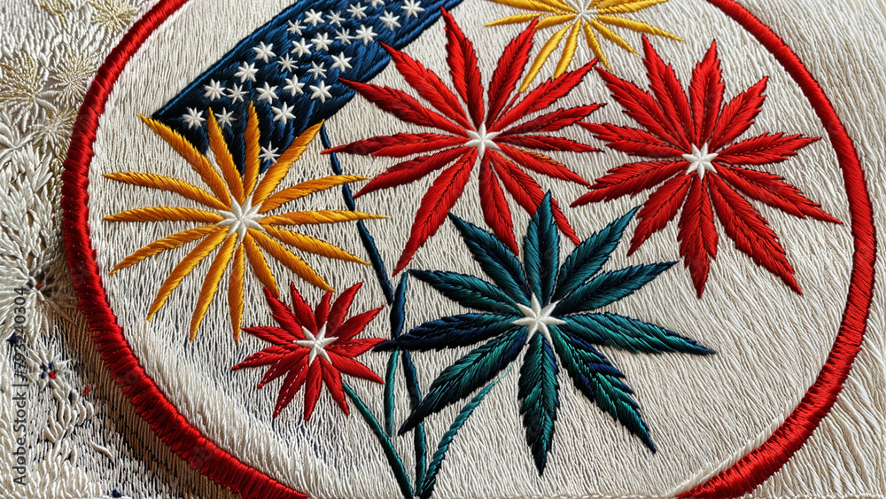 Naklejka premium Independence Day USA | Fourth Of July | Embroidery | Patch
