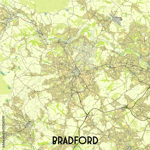 Bradford  United Kingdom map poster art