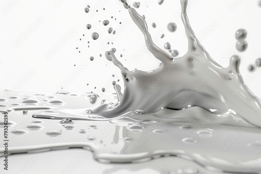 Pouring milk splash on clean white background for dairy product marketing design Pouring milk splash on clean white background for dairy product marketing design