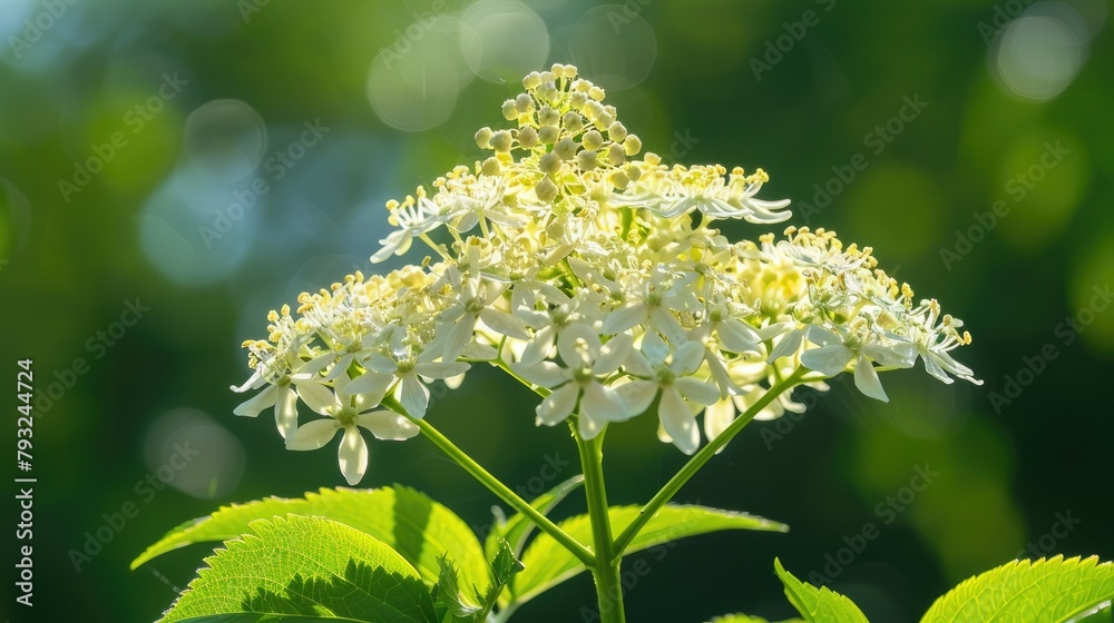 Naklejka premium The delicate elderberry flower stands out as a symbol of grace and beauty