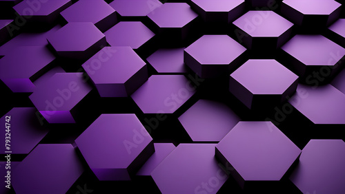 3d abstract background with a dark purple hexagon pattern