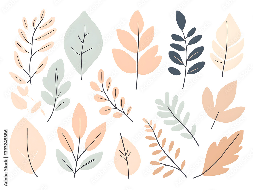 background with leaves in pastel colors
