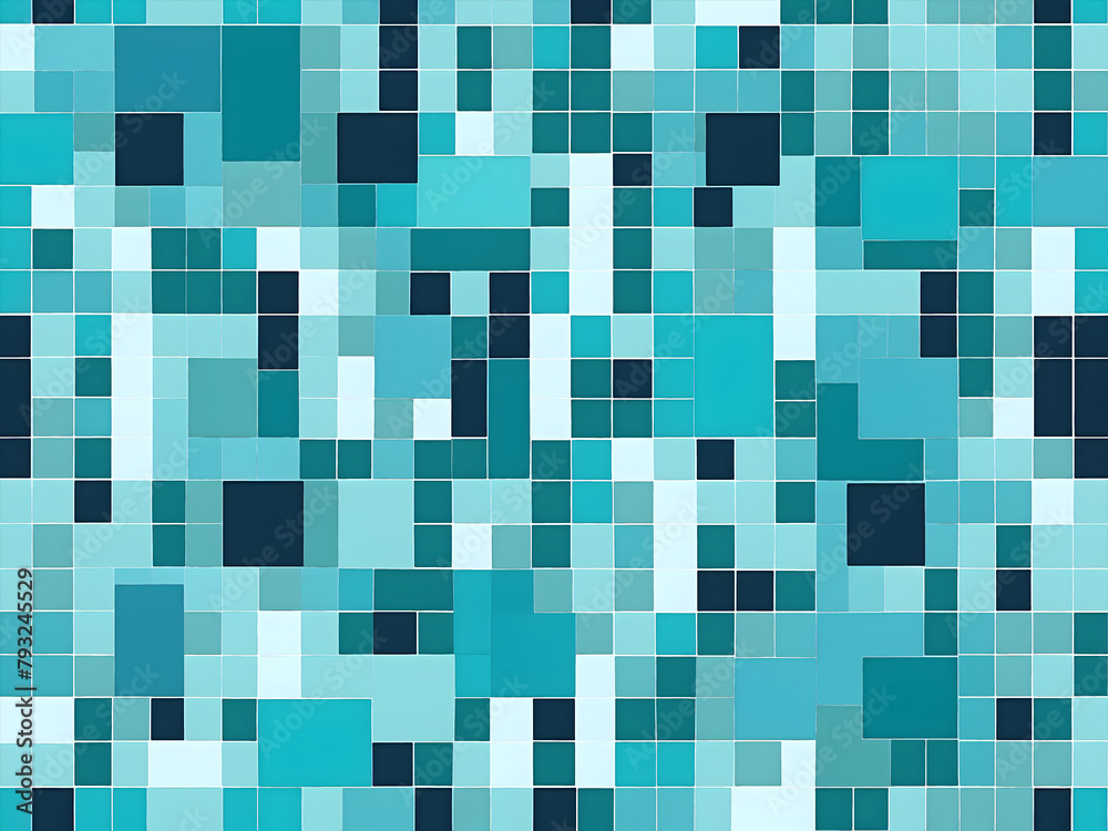 Blue, teal and turquoise mosaic tiles seamless pattern Blue, teal and turquoise mosaic tiles seamless pattern