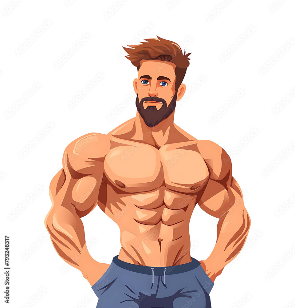 A muscular cartoon fitness trainer in gym attire and a cap, showcasing strength and health. Generative AI
A muscular cartoon fitness trainer in gym attire and a cap, showcasing strength and health. Generative AI