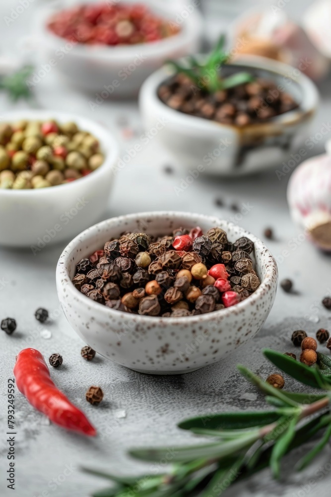 Various spices displayed in bowls, perfect for culinary or food-related projects Various spices displayed in bowls, perfect for culinary or food-related projects