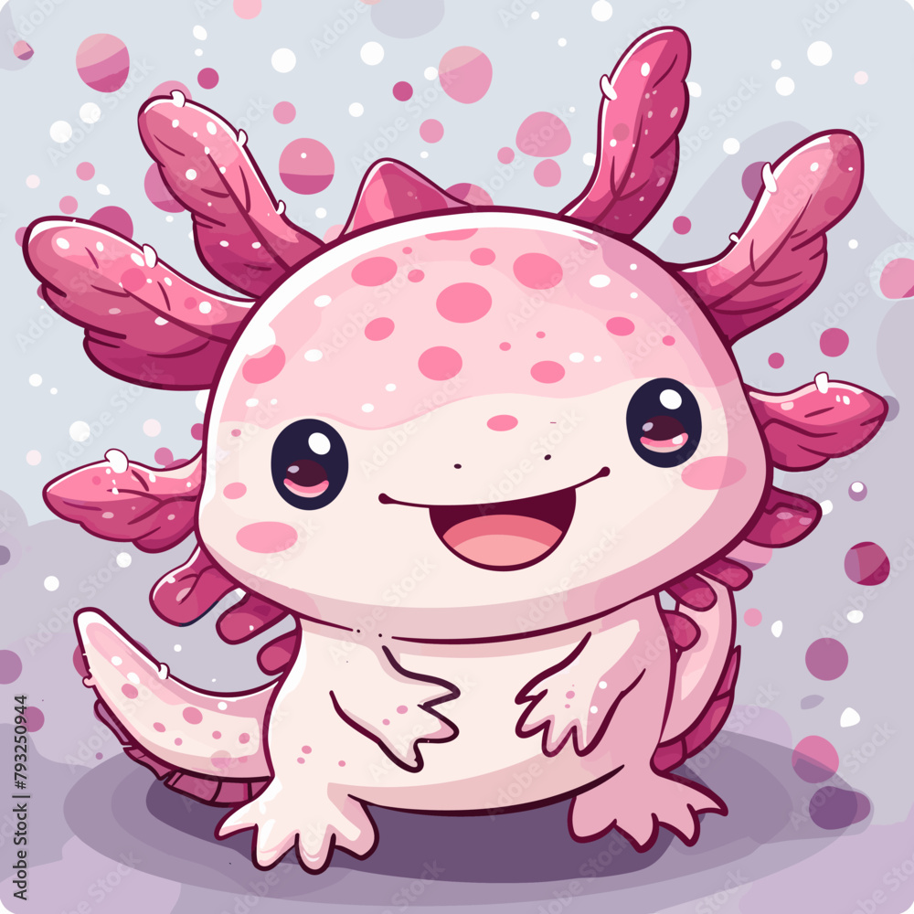 Cute cartoon axolotl. Vector illustration of a cute axolotl