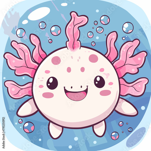 Illustration of a Cute Cartoon axolotl Mascot Character