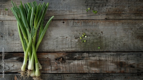 Sweet Garleek against a rustic wooden background, emphasizing its natural state and hybrid features photo