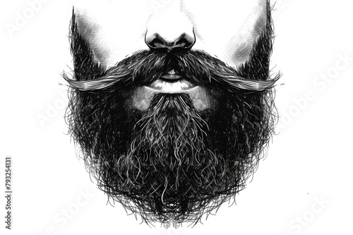 A drawing of a man with a beard, perfect for graphic design projects photo