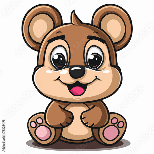 Cute cartoon hamster on a white background. Vector illustration.