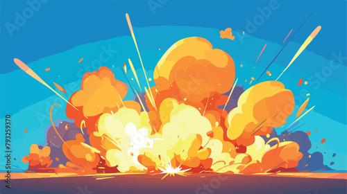 Vector front cartoon boom explosion effect with smo photo