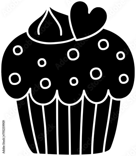 cake illustration cupcake silhouette love logo food icon cream outline pastry heart snack sweets cooking icing frosting baking bowl shape pastries chocolate cherry for vector graphic background