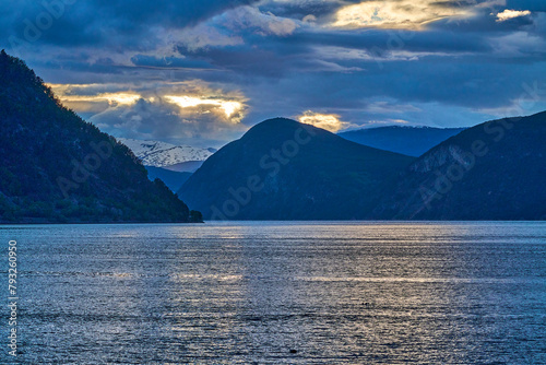 sunset at the beautiful Sognefjord in Norway.