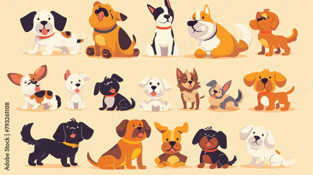 Vector Funny and cute cartoon dogs and puppy pet ch