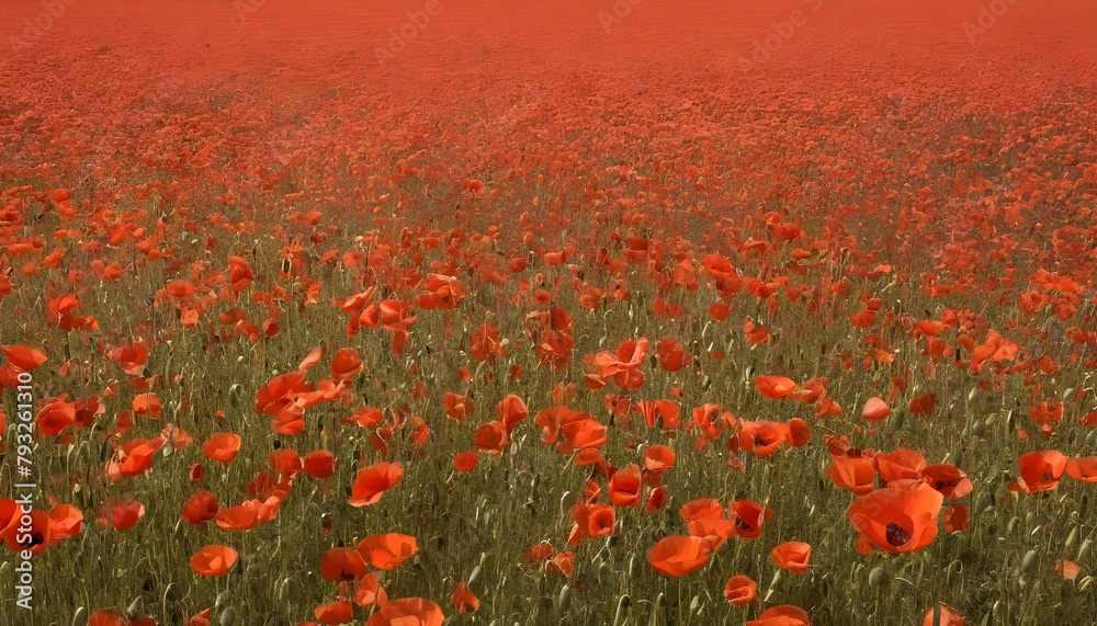 A field of poppies swaying in gradients of scarlet upscaled 2