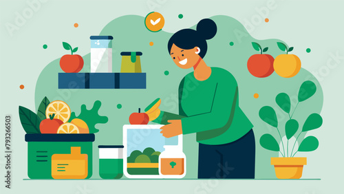A person is shown stocking their kitchen with healthy budgetfriendly food options to invest in their longterm health and save on potential