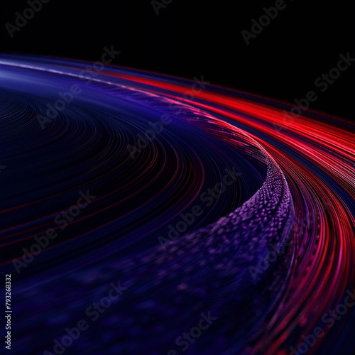 Futuristic black background with red and blue accelerating lights