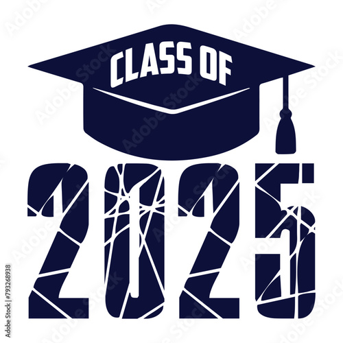 Class of 2025 typography design vector. Text for design, congratulation event, T-shirt, party, high school or college graduate. Editable class of 2025 typography design