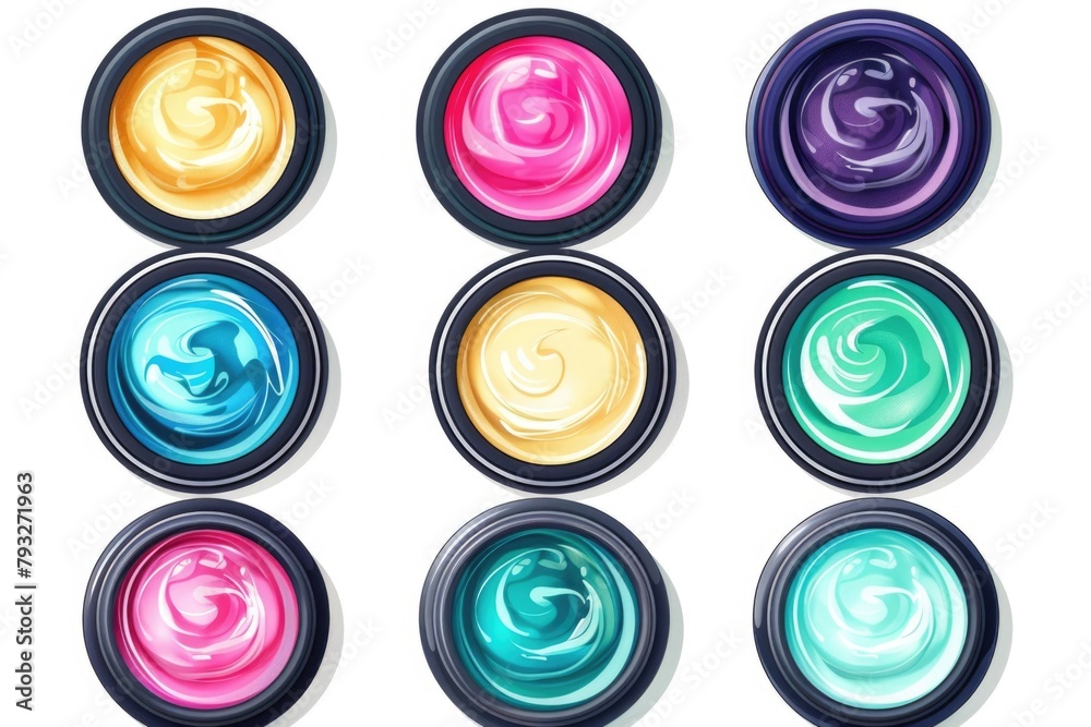 A set of six different colors of paint. Suitable for various artistic projects A set of six different colors of paint. Suitable for various artistic projects