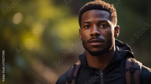 A young man standing outdoors, captured in a portrait style photo.