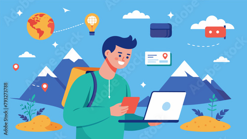 A traveler sharing their adventures on a travel blog and earning income from sponsored travel partnerships.