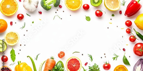 vegetables and fruits on a white background Generative AI