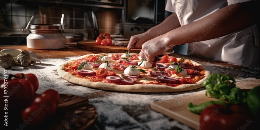 chef makes pizza Generative AI