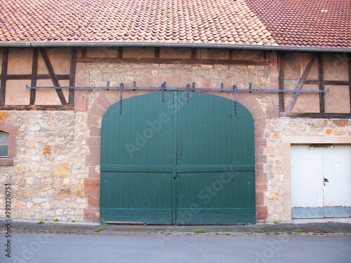 Large warehouse gate gate, garage for transport on the farm