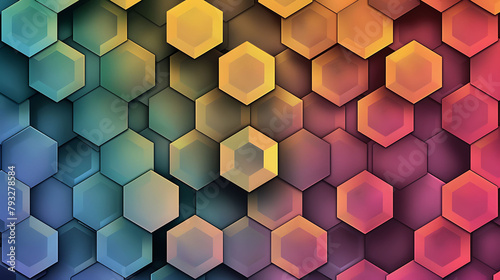 a wall with a pattern of squares and hexagons photo